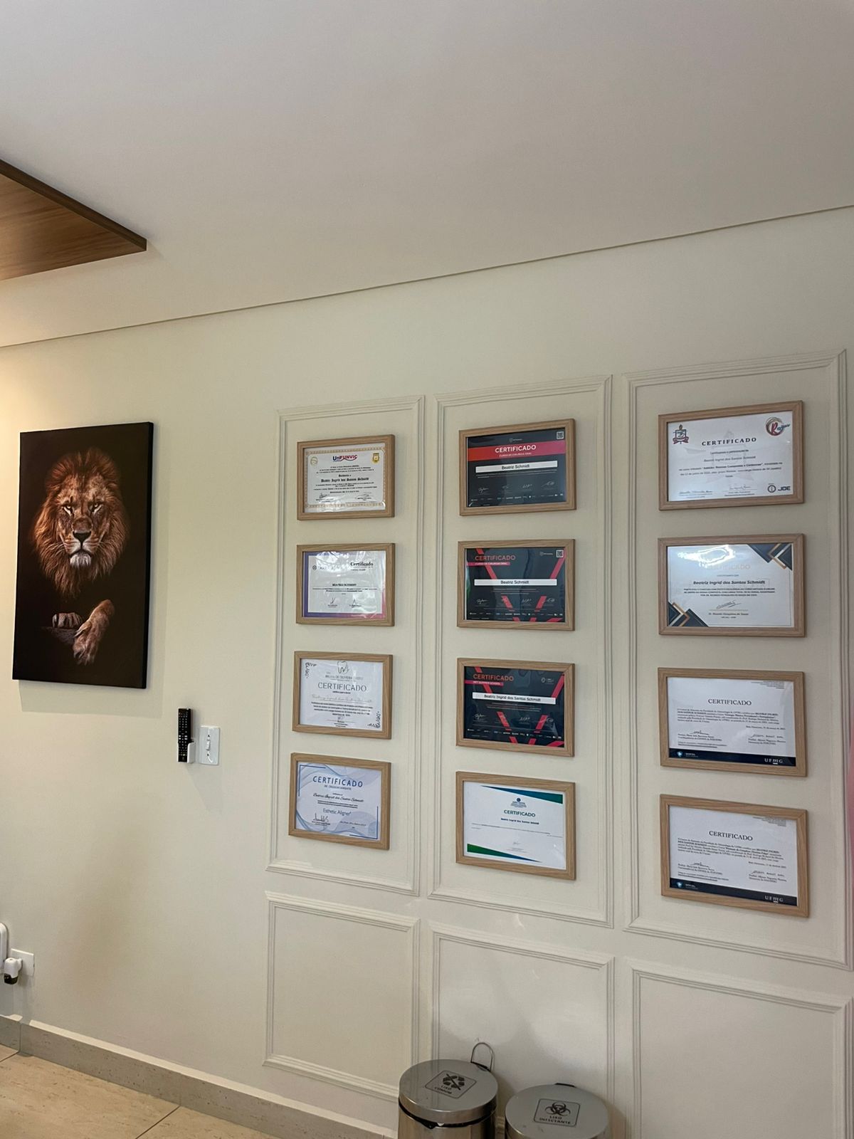 Certificados no consultório da Dra. Beatriz Schmidt em Campos do Jordão